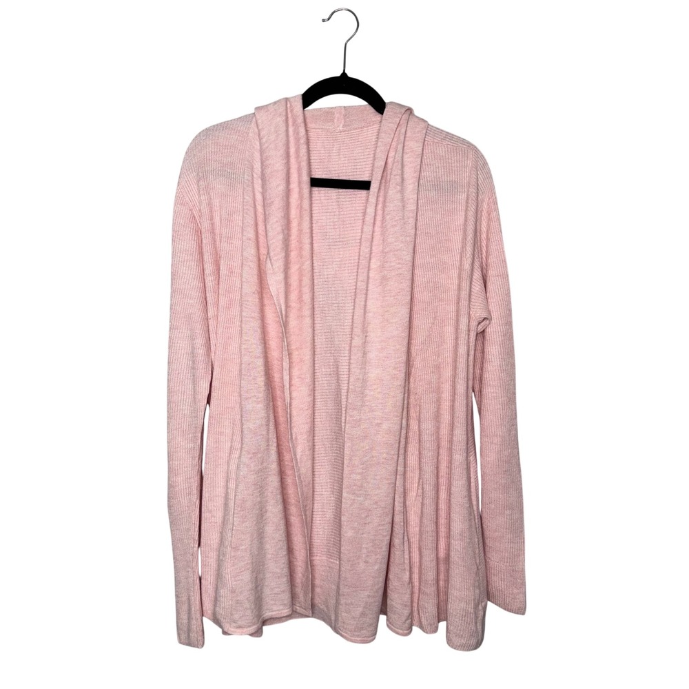 Lululemon Open Front Hooded Cardigan Women Large Pink Excellent Cashmere Blend